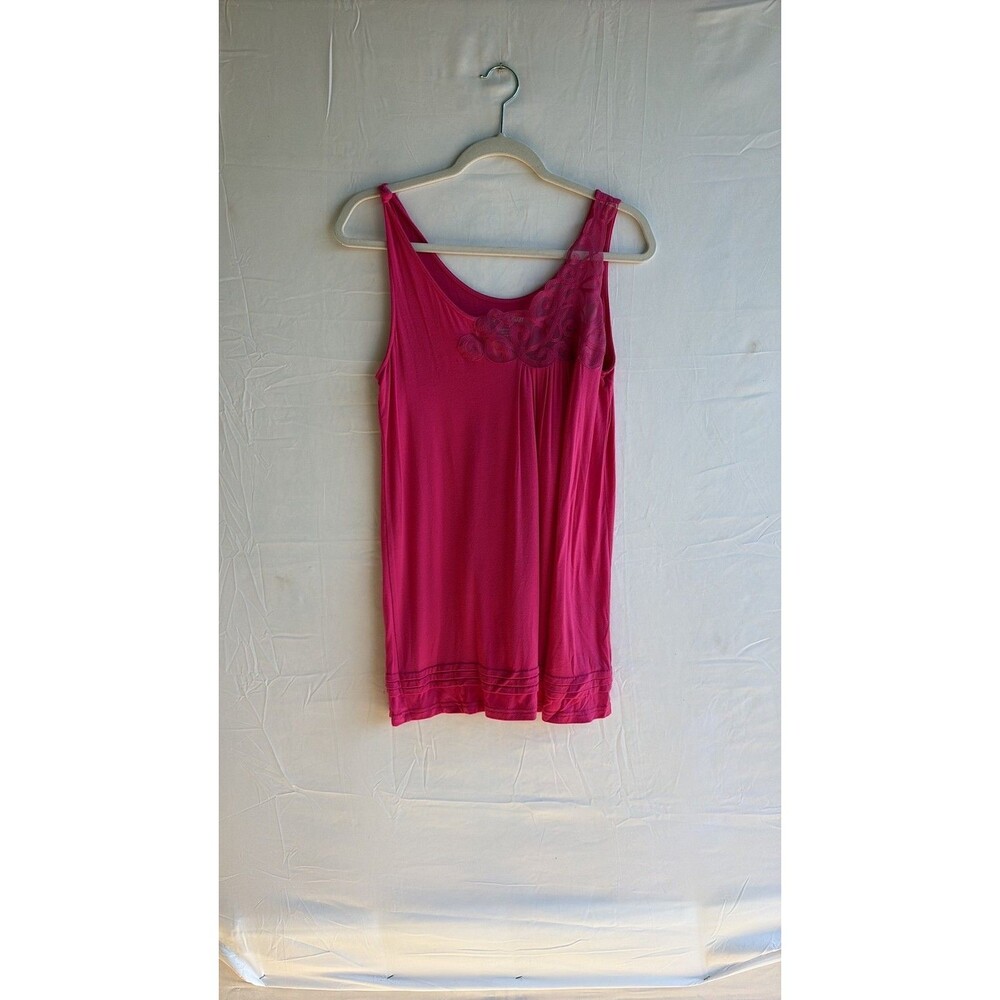 RXB Fuchsia Pink Lace Mesh Yoke Tank Top